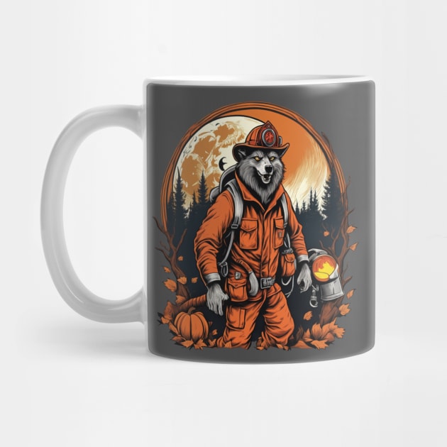 Werewolf fireman with full moon halloween design by Edgi